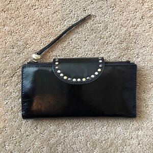 HOBO BAGS LEATHER WALLET WITH METAL STUD ACCENTS, NEW WITHOUT TAGS